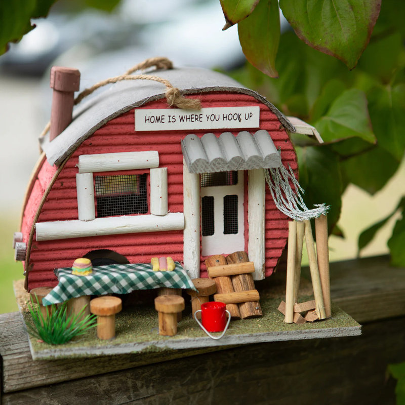 Maison d'oiseaux avec remorque rouge | Boîte à nid de jardin Vintage