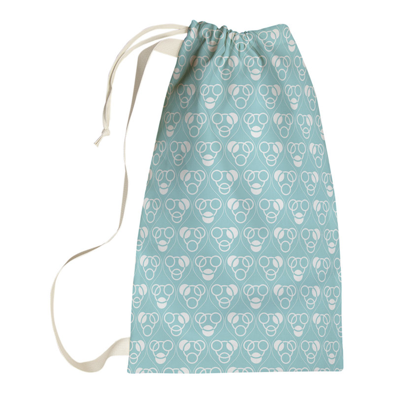 Sac à linge Classic Circles Waves, H 36 po x l 28 po x P 1,5 po, Bleu sarcelle / blanc