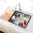 Stainless Steel Kitchen Sink, Single Bowl, Overmount Handmade Sink, With Cutting Board, Colander-117060727