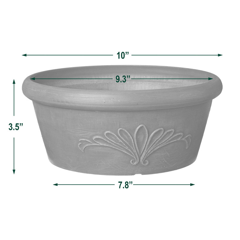 Pot à fleurs en plastique Myler, H 3,5 po x l 10 po x P 10 po, Anthracite foncé