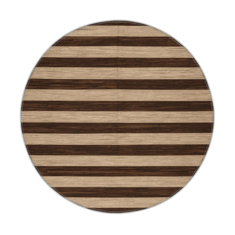 Tapis intérieur / extérieur brun HorizontalStripes, Rectangulaire 3 pi x 5 pi