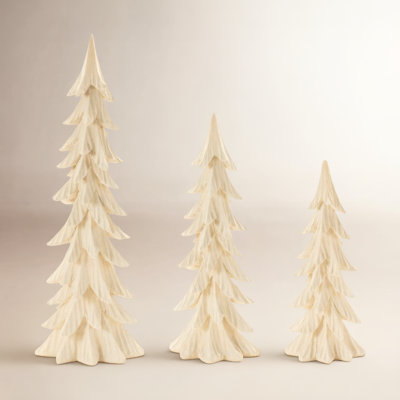 3-Piece Velvet Pine Tree Sculpture