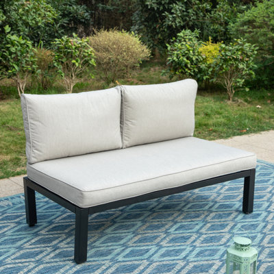 66cm Wide Straight Powder Coated Steel Patio Sofa with Cushions