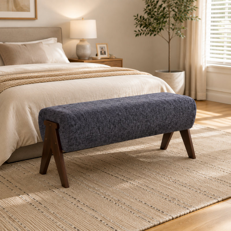Banc rembourré Modern, Bleu