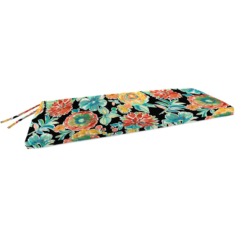48" x 18" Outdoor Bench Cushion with Ties, Colsen Noir