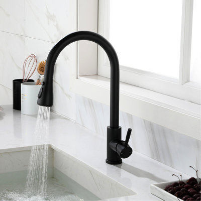 Le robinet de cuisine élégant en acier inoxydable noir mat avec douchette rétractable ajoute une touche luxueuse à votre décor, acier, de classe