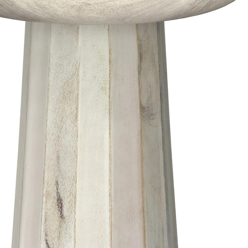 Table de bout ronde 19 po en bois massif blanc, White