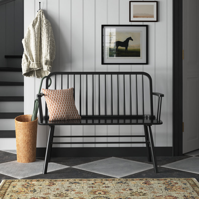 Sireen Solid Wood Bench, Black