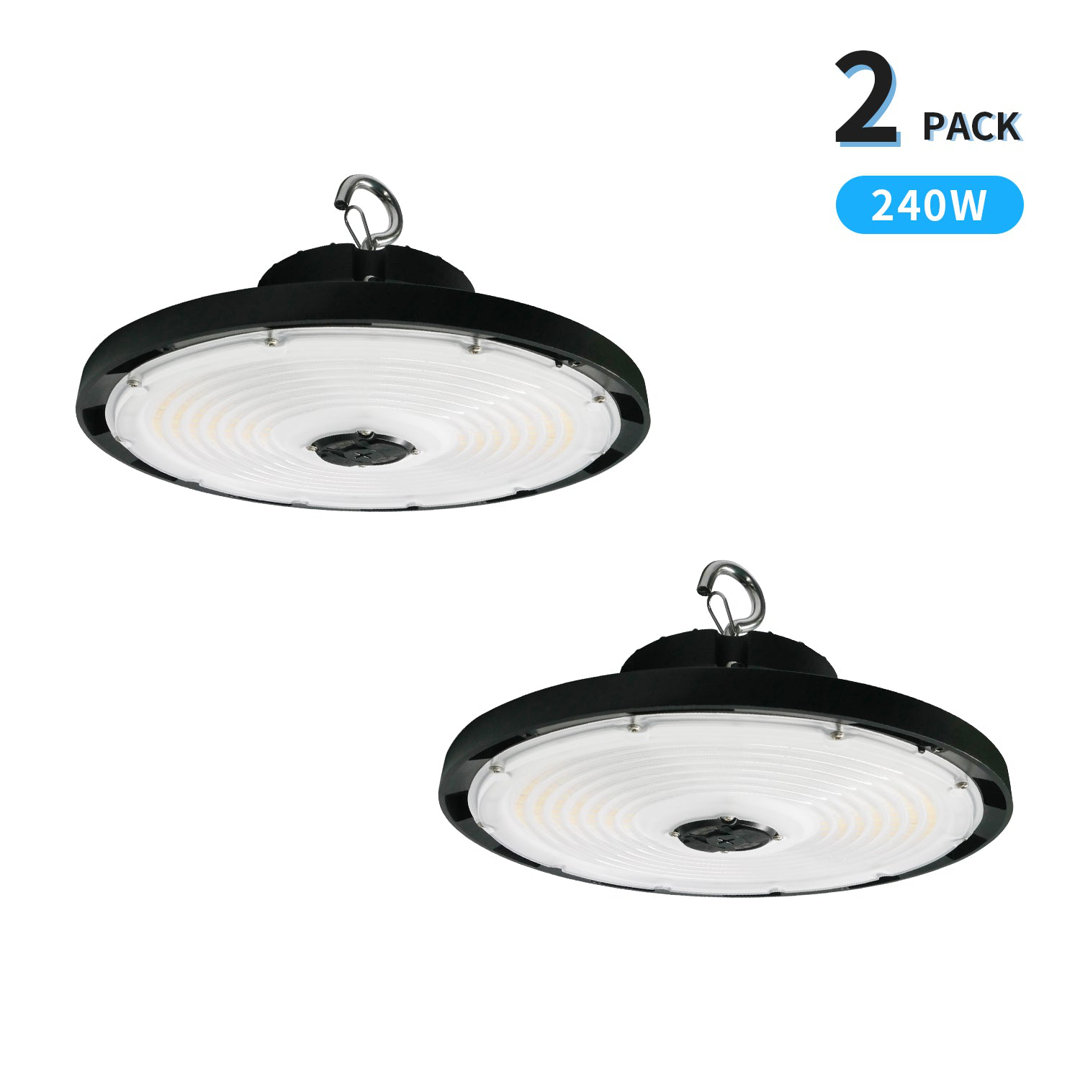 MUHB-3CCT Round LED UFO High Bay Light,3CCT 5000K 240W 34800 Lumen Garage Lights for Factory Warehouse Shop (Set of 2) MW LIGHTING 