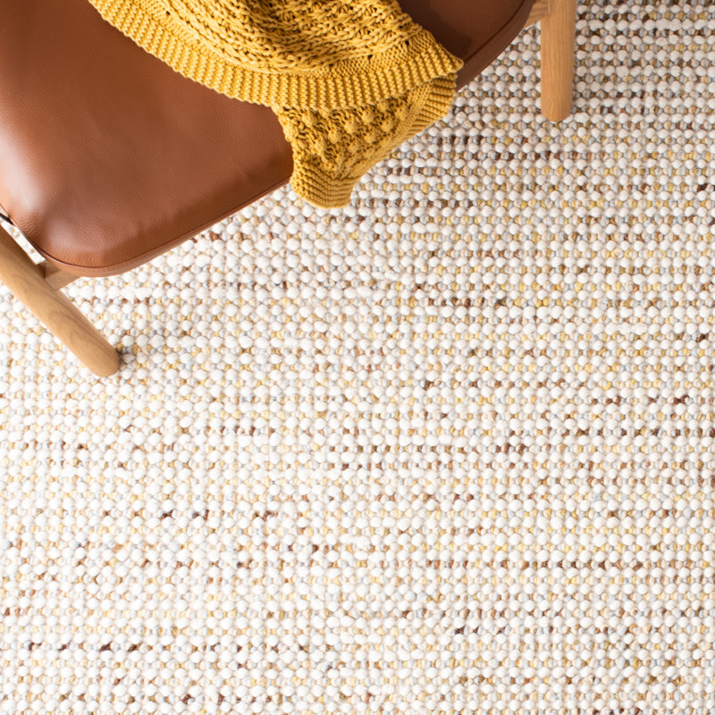 Ivory and Silver Hand-Woven Wool Runner Rug, 2'-3" x 8'