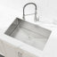 Évier de cuisine en acier inoxydable, cuve simple encastrée de 30 po x 19 po, lavabo encastré à la main en nickel brossé, avec bonde et crochet standards américains, LS-SSBR05