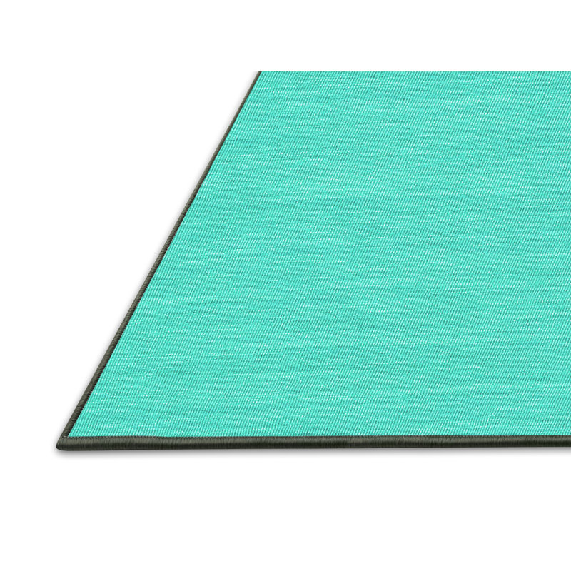 Tapis turquoise / rectangulaire en laine tissée à la machine Adheesh