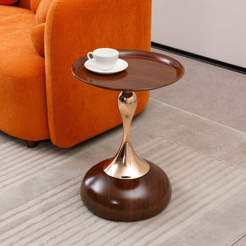 Table d'appoint ronde Mermaid Tail, Noyer brun