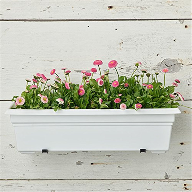 Plastic Planter Box, 6.5" H x 8" W x 36" D, White