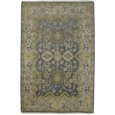 Tapis oriental gris Oushak Chobi Mute