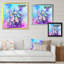Turquoise, mauve, grunge, huile sur toile II, reproduction d'art sur toile-507609116-507609117