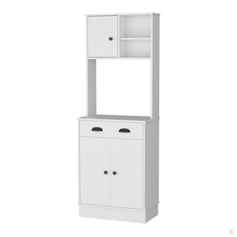 Armoire de cuisine à micro-ondes avec 3 portes, poignées et tiroir Powell
