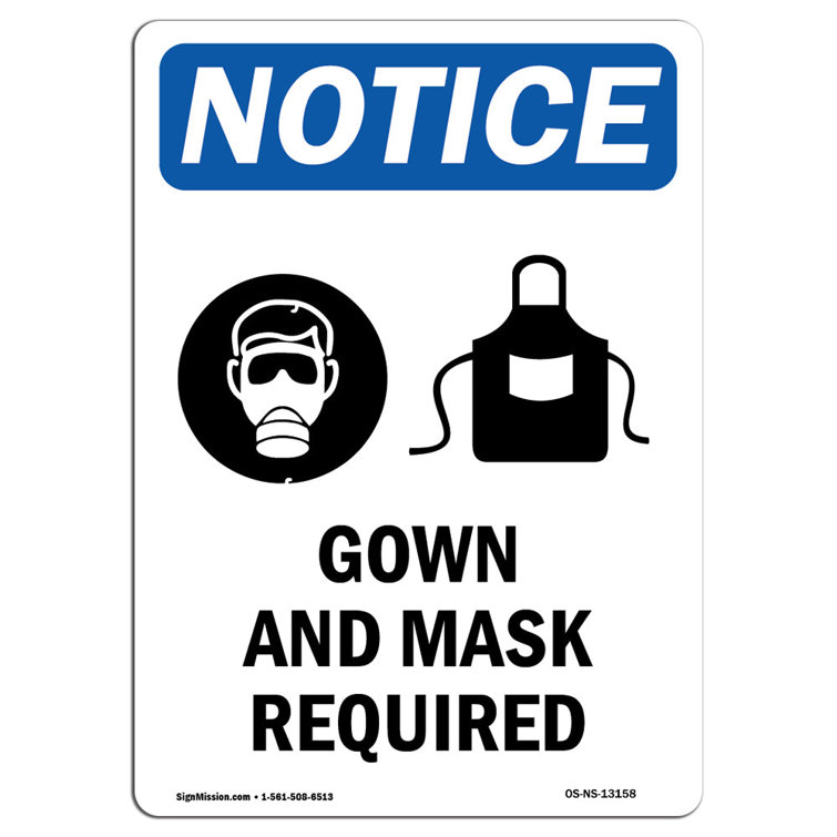 SignMission Gown and Mask Required Sign | Wayfair