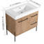 Meuble-lavabo sur pied 36 po avec lavabo en résine blanche et porte d'armoire à fermeture douce et 2 tiroirs ((KD-PACKING)