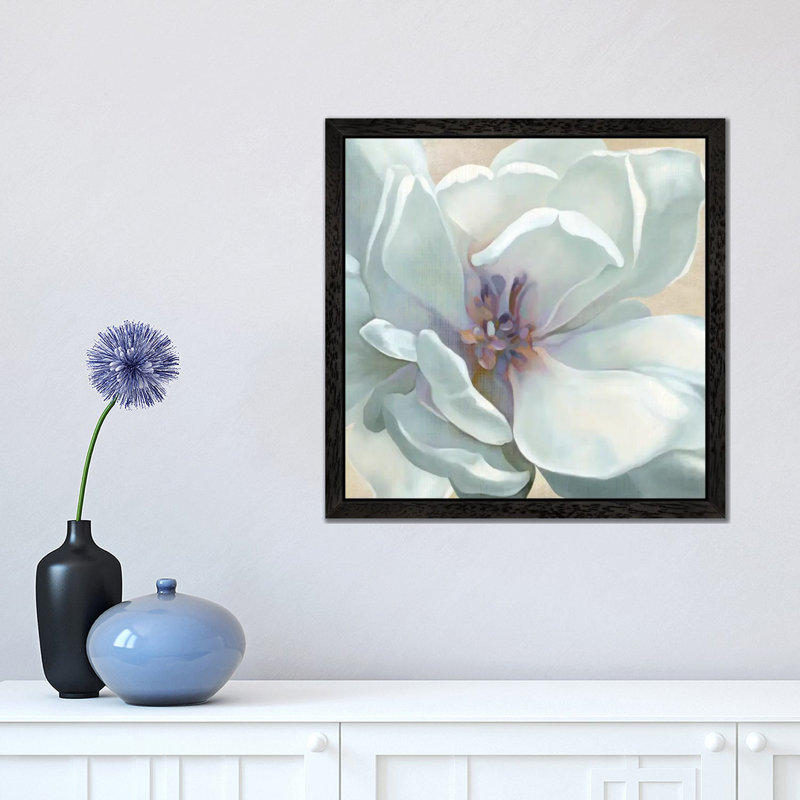 Iridescent Bloom I by Carol Robinson - Painting on Canvas, 45.72 cm H x 45.72 cm W, Black Floater Framed