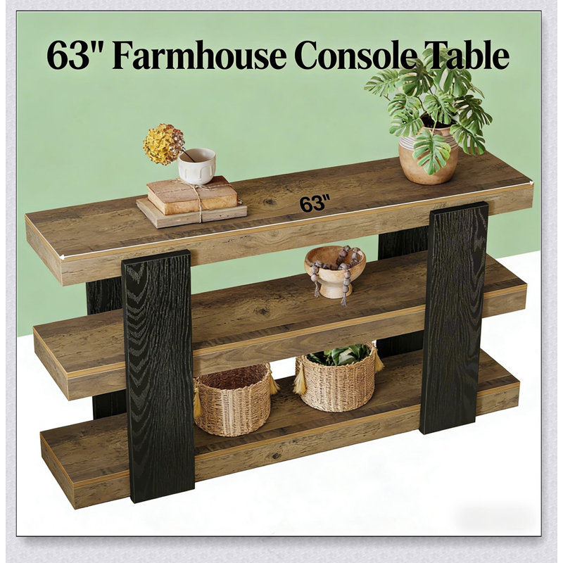Versatile Side Table,Console Table,3-Tier Sofa Table,Entryway Table
