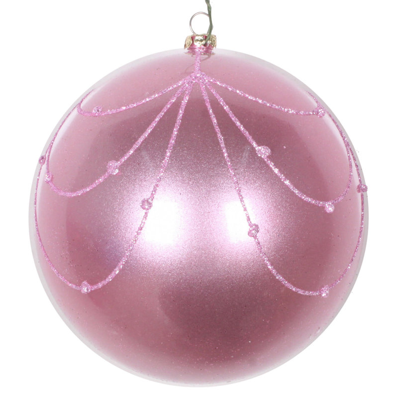Ornement boule de rideau à paillettes bonbon, H 4,75 po x l 4,75 po x P 4,75 po, Bleu mer