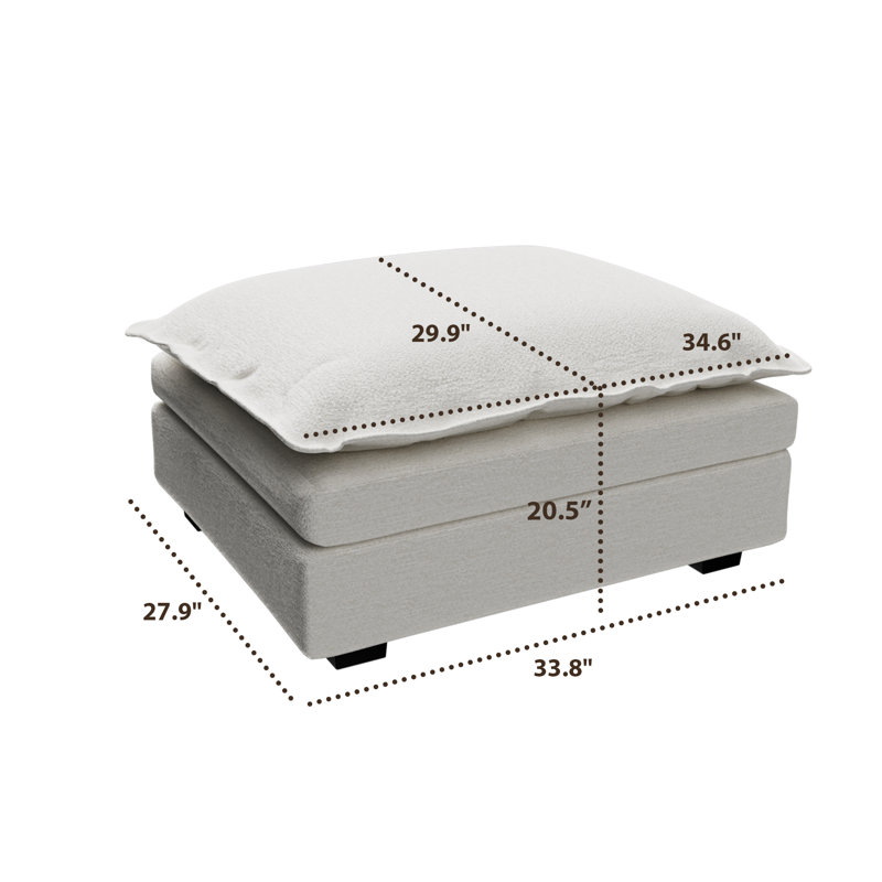 Repose-pieds 34,6 po Chenille, Blanc