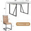 Table de salle à manger chic avec motif en marbre gris: table, structure en métal et 4 pieds en tissu brun pour une table avant-gardiste: ambiance texturée