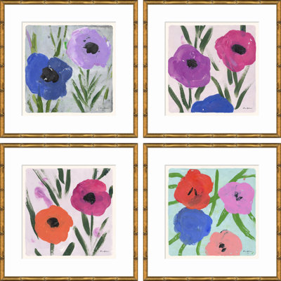 Études en bleu, prune, orange et multicolore