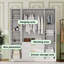 Garde-robe moderne blanche avec 2 zones de suspension, 3 tiroirs et plusieurs compartiments de rangement