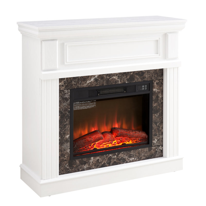 42.43"W X 14"D 40"H Electric Fireplace White, Compact & Space Saving Design, Remote Controlled Flame Adjustment, Stylish Modern, Smooth Surface, 3D Classic Style, Realistic Effects White -