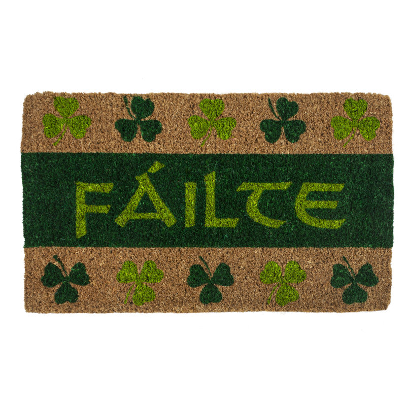 Tapis d'extérieur en fibre de coco tissé à la main 30 po x 18 po Tro Fáilte