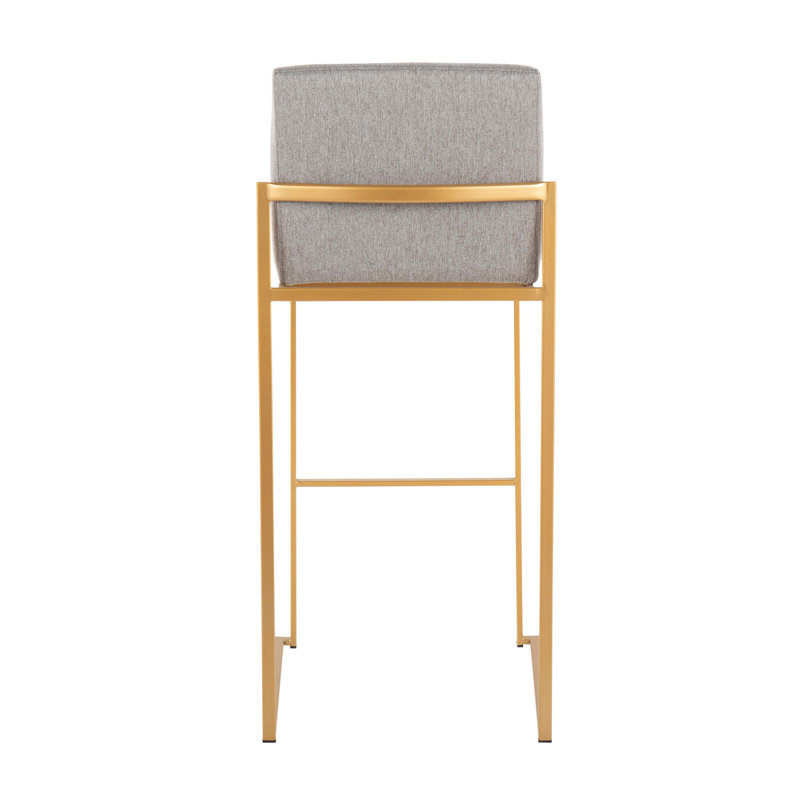 Tabouret de bar contemporain à haut dossier, Doré, Gris clair, 2