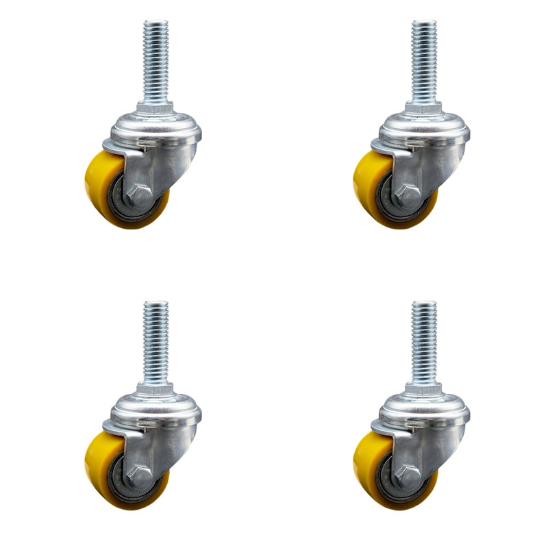 Ensemble de 4 roulettes à tige filetée en polyuréthane à profil bas de 35 mm 1/2 po
