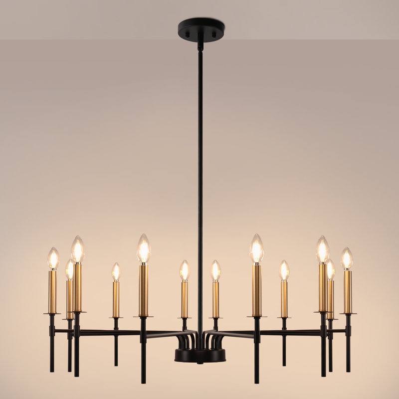 Lustre d'îlot de cuisine à intensité variable, Noir / or, 12