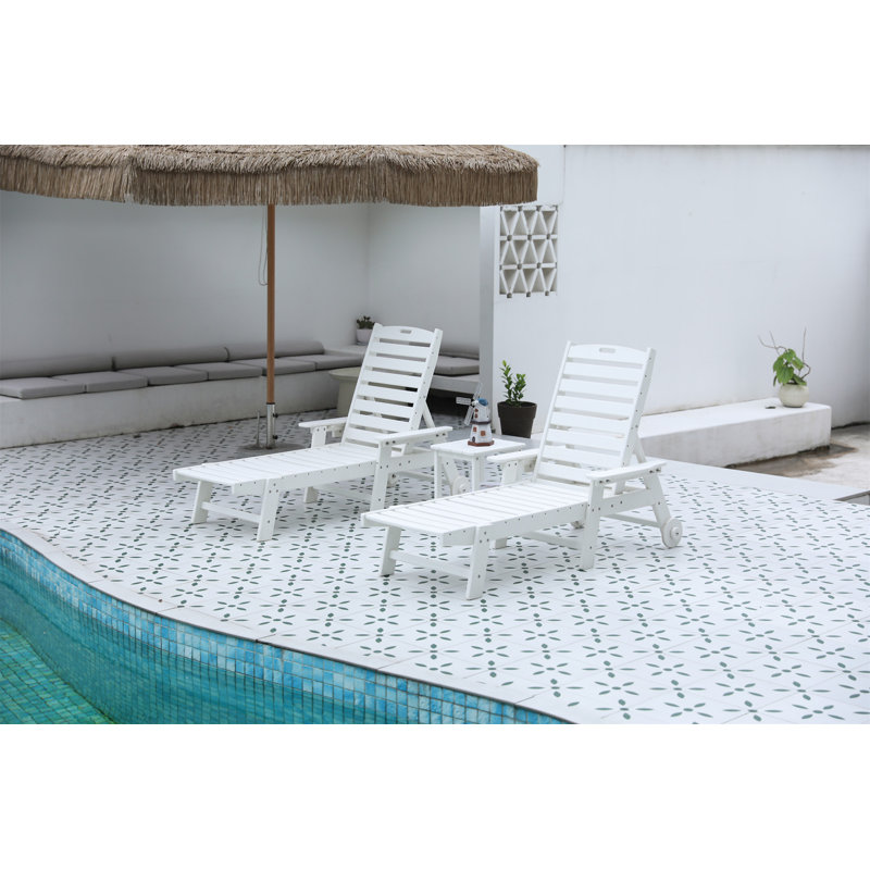 Chaise longue avec table d'appoint, Blanc