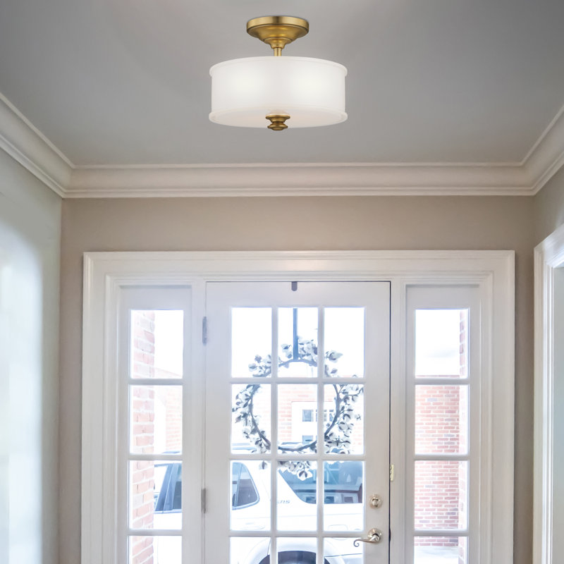 Three Posts Everlee With Etched White Semi Flush, Liberty Gold