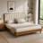 Solid Wood Bed Frame with Upholstered Headboard