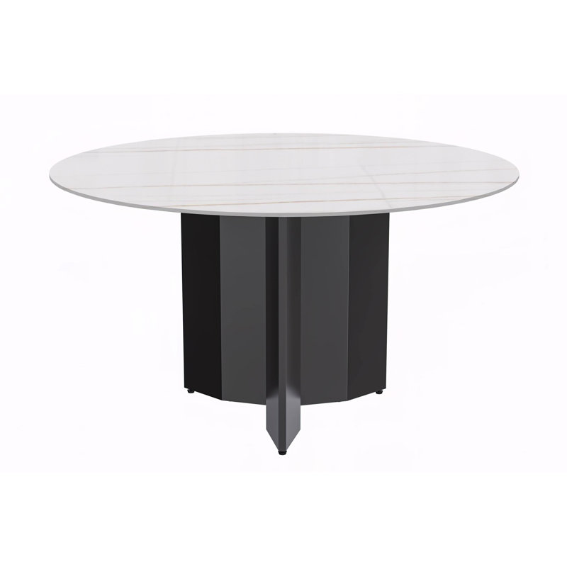 Table de salle à manger ronde Jabez, Blanc / doré, H 29,5 po x l 60 po x P 60 po