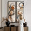 Ensemble de 2 impressions encadrées sur toile, motif abstrait de cercles superposés noirs, gris et orange rouille – 152 x 51 cm (60 x 20 x 2 pouces)-134738982-134738983
