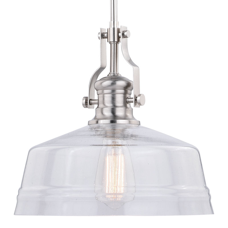 Luminaire suspendu en forme de dôme à 1 lumière Manville, H 17 po x l 12 po x P 12 po, Nickel satiné