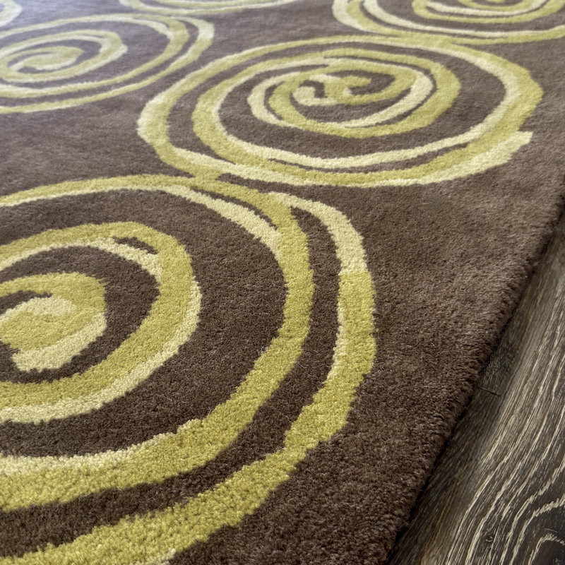 Tapis d'intérieur moderne à motif abstrait en spirale touffeté à la main Allie Authentic