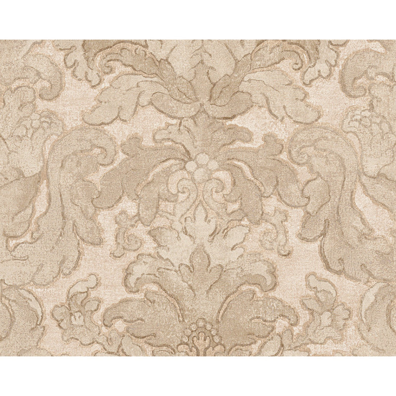 Rouleau de papier peint floral et botanique L 33 pi x l 21 po Henline, L 2,75 pi x l 21 po, Beige / argent / gris