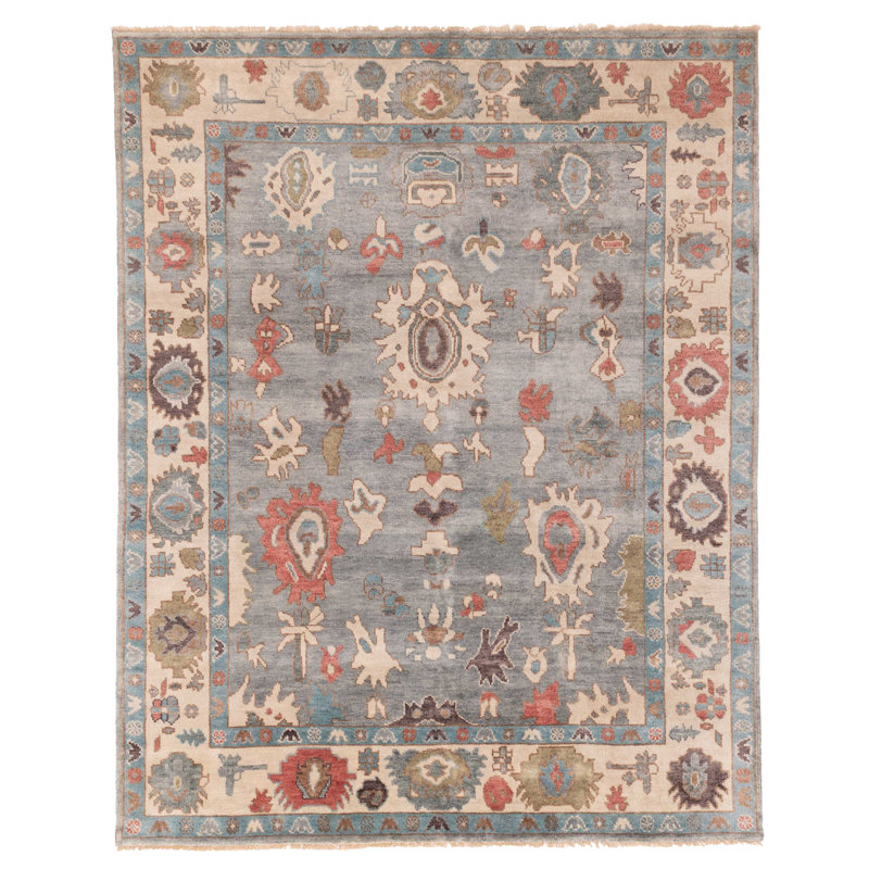 Tapis moderne gris Oushak 7 pi 11 po x 9 pi 8 po