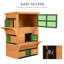 Maison pour chat à 3 étages avec plancher surélevé, portes de secours, jaune, bois-726178600