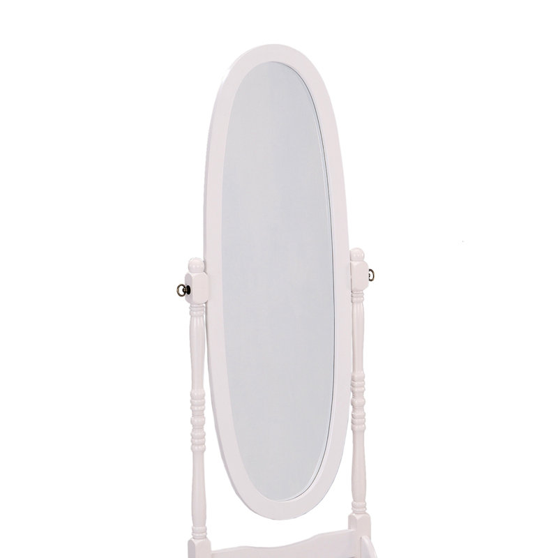 61,21 po Grand miroir de plancher ovale en bois avec texture blanche - ajoute une sensation douillette à toute surface, rehausse l'attrait visuel de l'espace