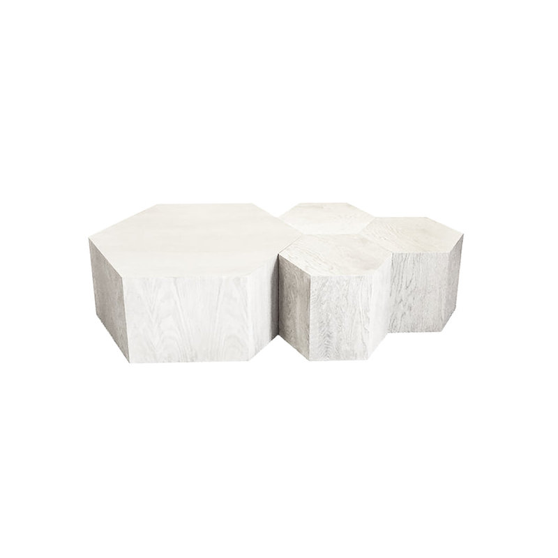 Coffee Table, White Washed, 16" H x 40" L x 34.6" W