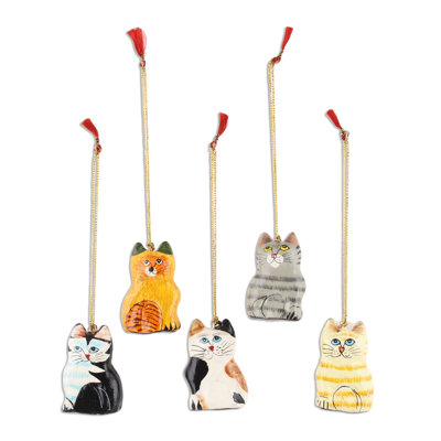 Figurine décorative mignonne de chats en papier mâché