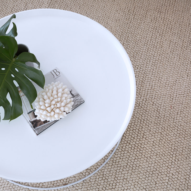 Karma Wool Area Rug in Cream, Round 8'2"