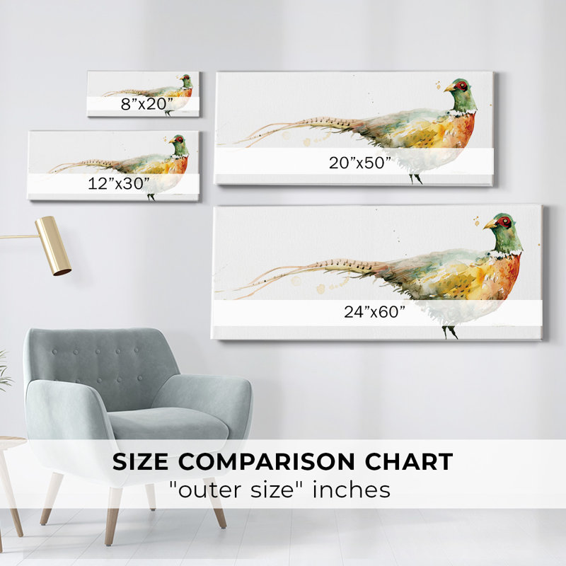 Récolte de faisans sur toile, H 12 po x l 30 po x P 1,5 po